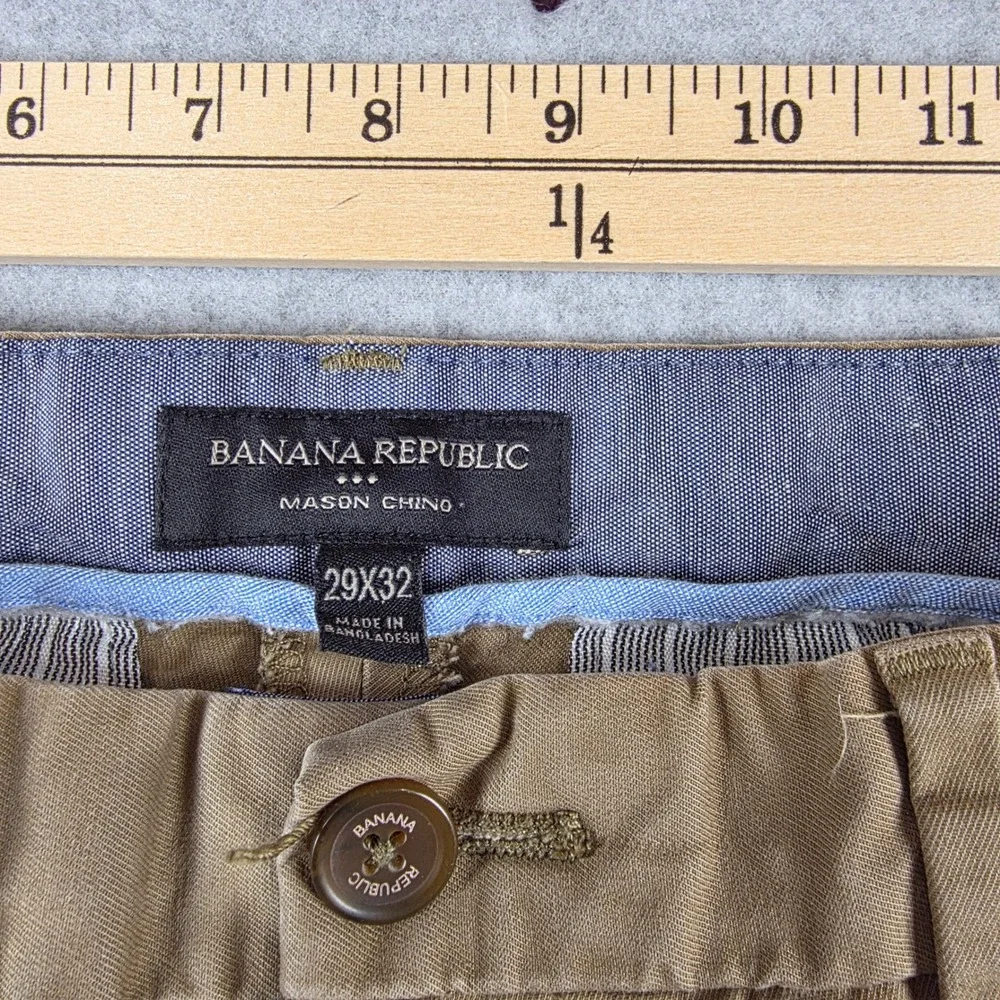 Banana Republic Mason Chino Mens 29x32‎ Khaki Tan Athletic Tapered Pants Cotton